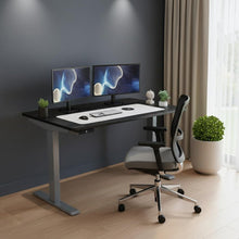 Load image into Gallery viewer, Adjustable Black and Gray Stainless Steel Rolling Computer Desk
