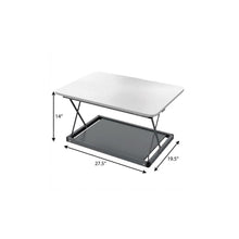Load image into Gallery viewer, 28" Adjustable White and Silver Stainless Steel Standing Desk Converter
