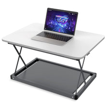 Load image into Gallery viewer, 28" Adjustable White and Silver Stainless Steel Standing Desk Converter

