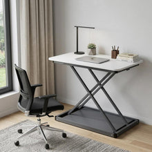 Load image into Gallery viewer, 28" Adjustable White and Silver Stainless Steel Standing Desk Converter
