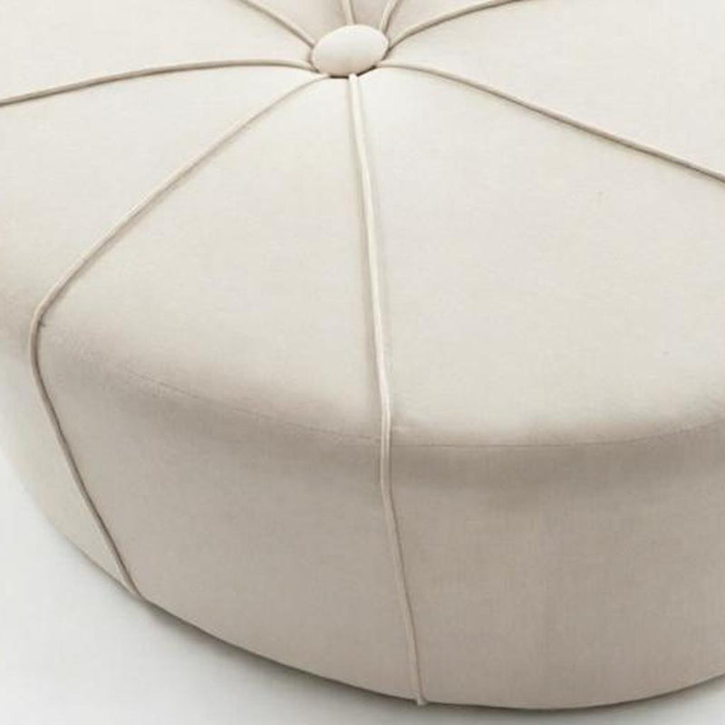 Cotton Blend And Linen Blend Tufted Oval Footstool - Cream And Black