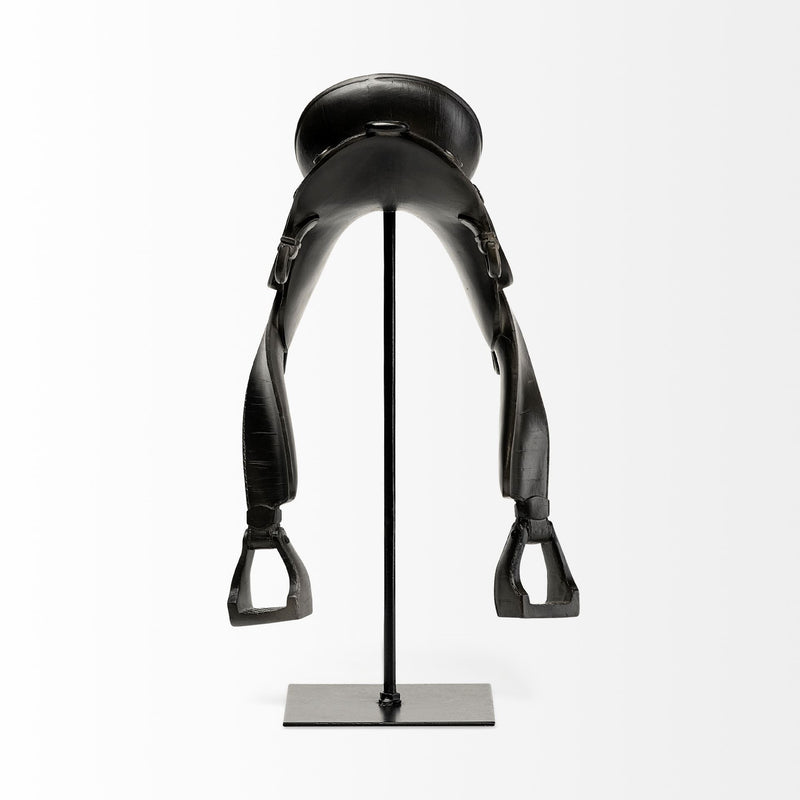 English Horse Saddle Tabletop Sculpture - Black