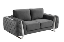 Load image into Gallery viewer, Velvet Loveseat - Dark Gray / Silver
