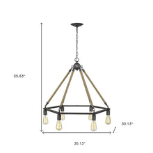 Load image into Gallery viewer, Brown and Black Six Light Metal Dimmable Chandelier
