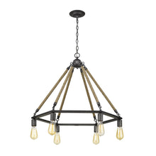 Load image into Gallery viewer, Brown and Black Six Light Metal Dimmable Chandelier
