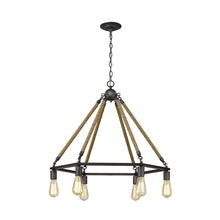 Load image into Gallery viewer, Brown and Black Six Light Metal Dimmable Chandelier

