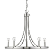 Load image into Gallery viewer, Silver Candle Style Five Light Metal Dimmable Chandelier
