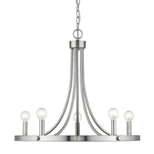 Load image into Gallery viewer, Silver Candle Style Five Light Metal Dimmable Chandelier
