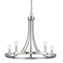 Load image into Gallery viewer, Silver Candle Style Five Light Metal Dimmable Chandelier
