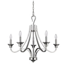 Load image into Gallery viewer, Nickel Candle Style Five Light Metal Dimmable Chandelier
