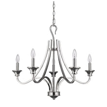 Load image into Gallery viewer, Nickel Candle Style Five Light Metal Dimmable Chandelier
