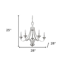 Load image into Gallery viewer, Silver Candle Style Five Light Metal Dimmable Chandelier
