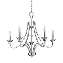 Load image into Gallery viewer, Silver Candle Style Five Light Metal Dimmable Chandelier
