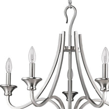 Load image into Gallery viewer, Silver Candle Style Five Light Metal Dimmable Chandelier
