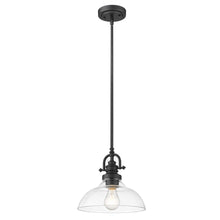 Load image into Gallery viewer, Matte Black Hanging Light with Glass Dome Shade
