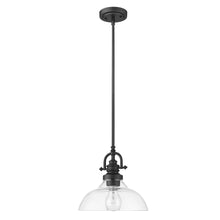 Load image into Gallery viewer, Matte Black Hanging Light with Glass Dome Shade

