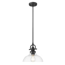 Load image into Gallery viewer, Matte Black Hanging Light with Glass Dome Shade
