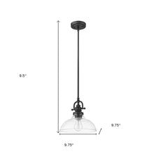 Load image into Gallery viewer, Matte Black Hanging Light with Glass Dome Shade
