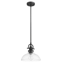 Load image into Gallery viewer, Matte Black Hanging Light with Glass Dome Shade
