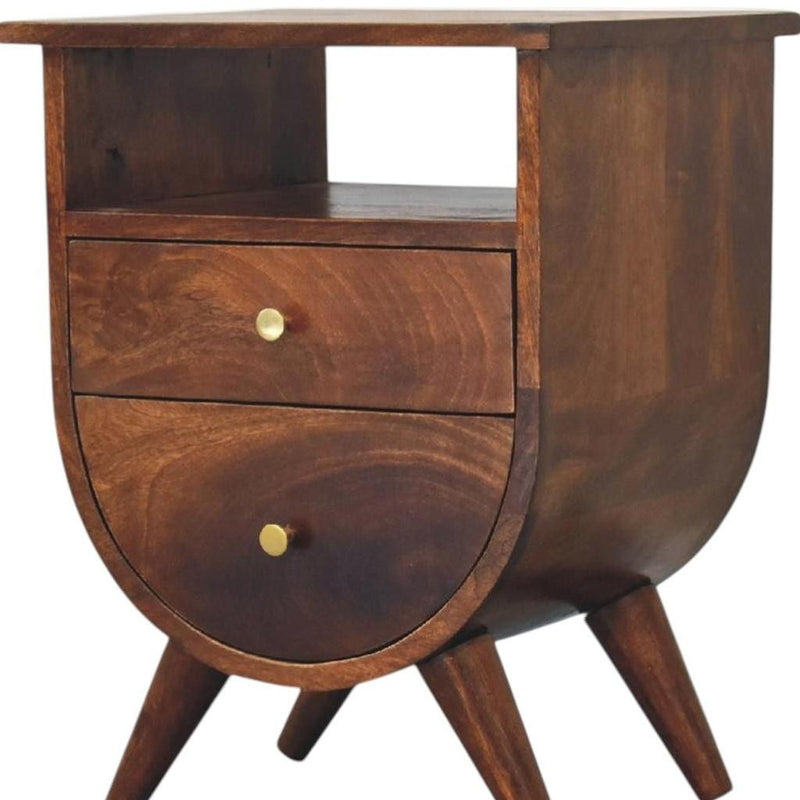 21" Solid Wood Two Drawer Nightstand - Chestnut