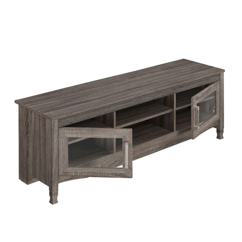 Wood Enclosed Open Storage TV Stand (724158) - Gray