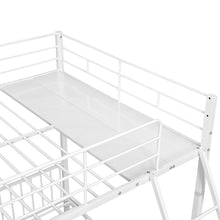 Load image into Gallery viewer, Full Over Twin &amp; Twin Bunk Bed, Metal Triple Bunk Bed with Drawers and Guardrails, White
