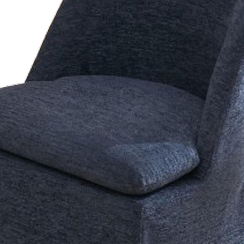 Chenille Wing Back Dining Chairs With Wheels (Set of 2) - Blue