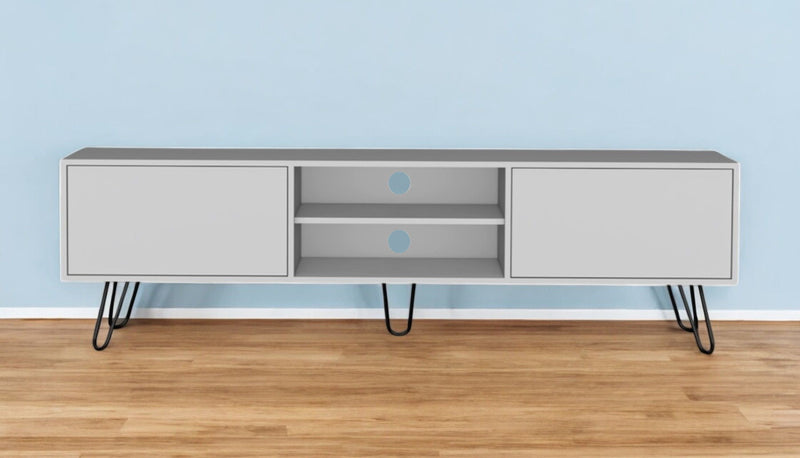 71" Cabinet Open And Enclosed Storage TV Stand - White