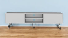 Load image into Gallery viewer, 71" Cabinet Open And Enclosed Storage TV Stand - White
