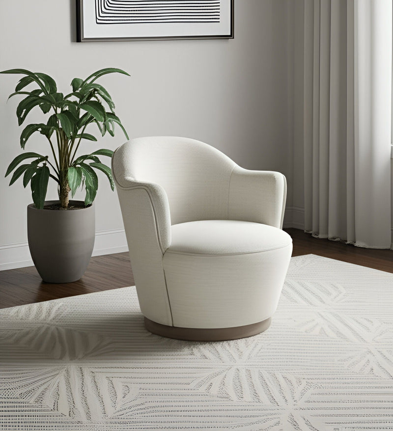 27" Contemporary Fabric Swivel Barrel Chair - Cream