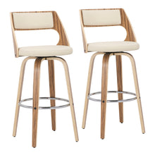 Load image into Gallery viewer, Cecina - Mid-Century Modern Fixed Height Barstool With Swivel (Set of 2) - Zebra / Cream
