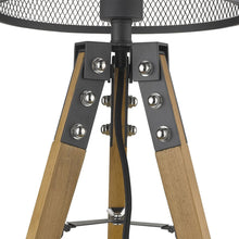 Load image into Gallery viewer, 20" Brown Solid Wood Tripod Table Lamp With Black Drum Shade

