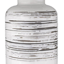 Load image into Gallery viewer, 25" Black and White Ceramic Column Lamp With White Drum Shade
