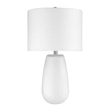 Load image into Gallery viewer, 28" White Glass Table Lamp With White Drum Shade
