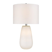Load image into Gallery viewer, 28" White Glass Table Lamp With White Drum Shade

