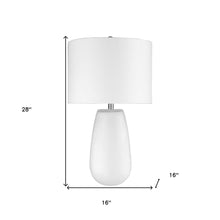Load image into Gallery viewer, 28" White Glass Table Lamp With White Drum Shade
