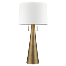 Load image into Gallery viewer, 34" Brass Metal Two Light Table Lamp With White Empire Shade
