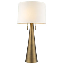 Load image into Gallery viewer, 34" Brass Metal Two Light Table Lamp With White Empire Shade
