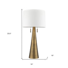 Load image into Gallery viewer, 34" Brass Metal Two Light Table Lamp With White Empire Shade
