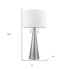 Load image into Gallery viewer, 34" Silver Metal Two Light Table Lamp With White Empire Shade
