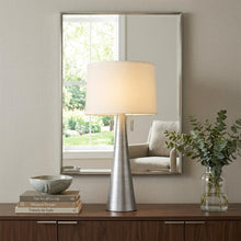Load image into Gallery viewer, 34" Silver Metal Two Light Table Lamp With White Empire Shade
