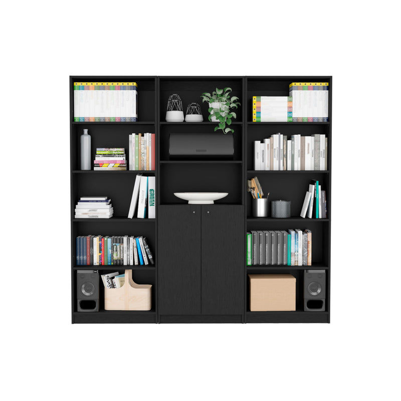 Five Tier Bookcase With Two doors (546347) - Black