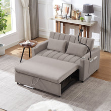 Load image into Gallery viewer, Convertible Sofa Bed Loveseat Sofa With Three USB Ports, Two Side Pockets, Two Cup Holders And 360° swivel Phone Holder For Living Room
