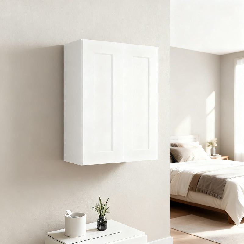 Shaker Wall Cabinet With Soft Close Hinges, Adjustable Shelves, Double Door