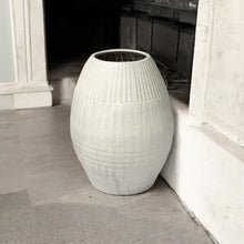 Load image into Gallery viewer, Striped Cylinder Floor Vase - White
