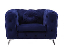 Load image into Gallery viewer, Fabric And Black Tufted Arm Chair 41" - Blue
