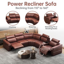 Load image into Gallery viewer, 6 Piece Modular Sectional Sofa With 2 Cup Holders, Adjustable Recliners - Dark Brown

