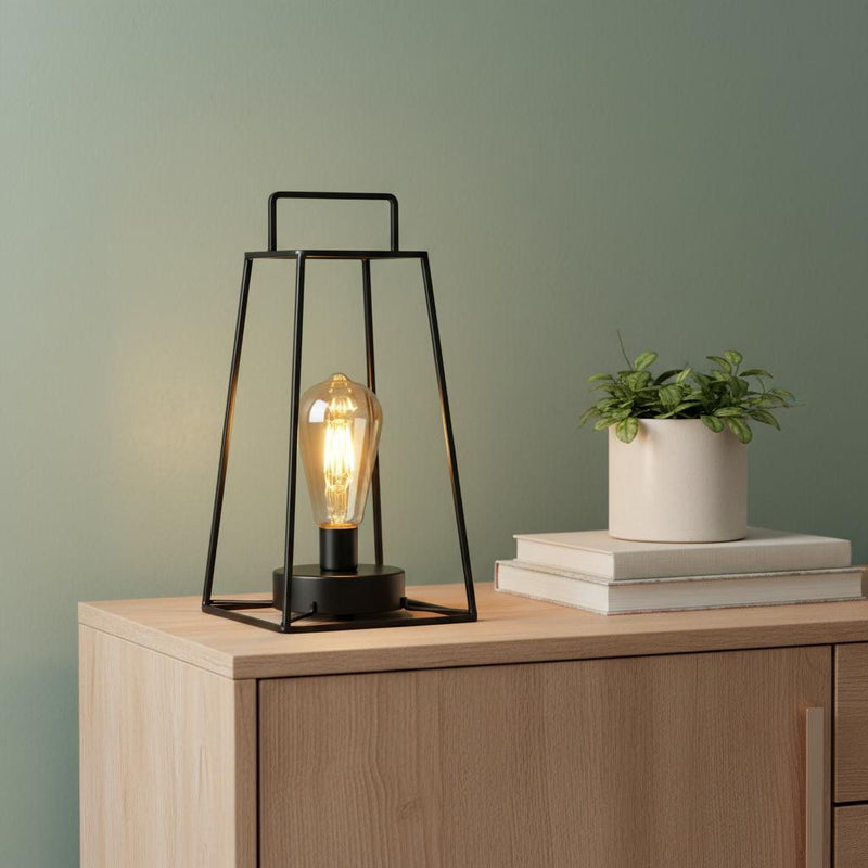 Geometric Novelty Lantern With Novelty Shade - Black