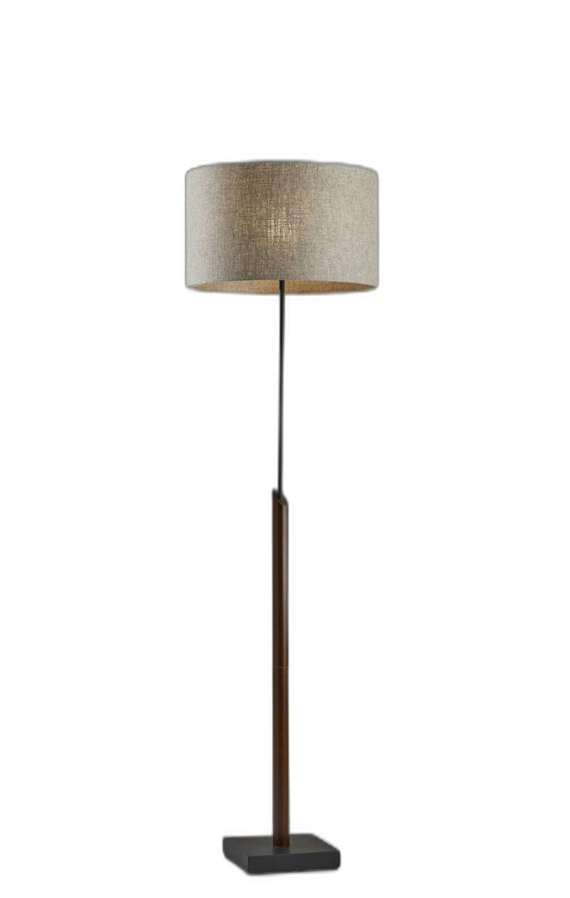 Traditional Shaped Floor Lamp With Beige Drum Shade - Black / Beige