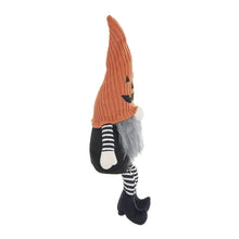 Load image into Gallery viewer, Sitting Gnome With Knit Hat, For Halloween Decor - Black / Orange / White
